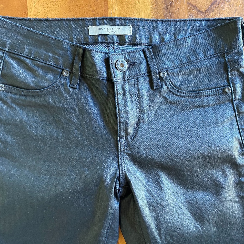 Rich & Skinny black waxed denim jeans Size 25